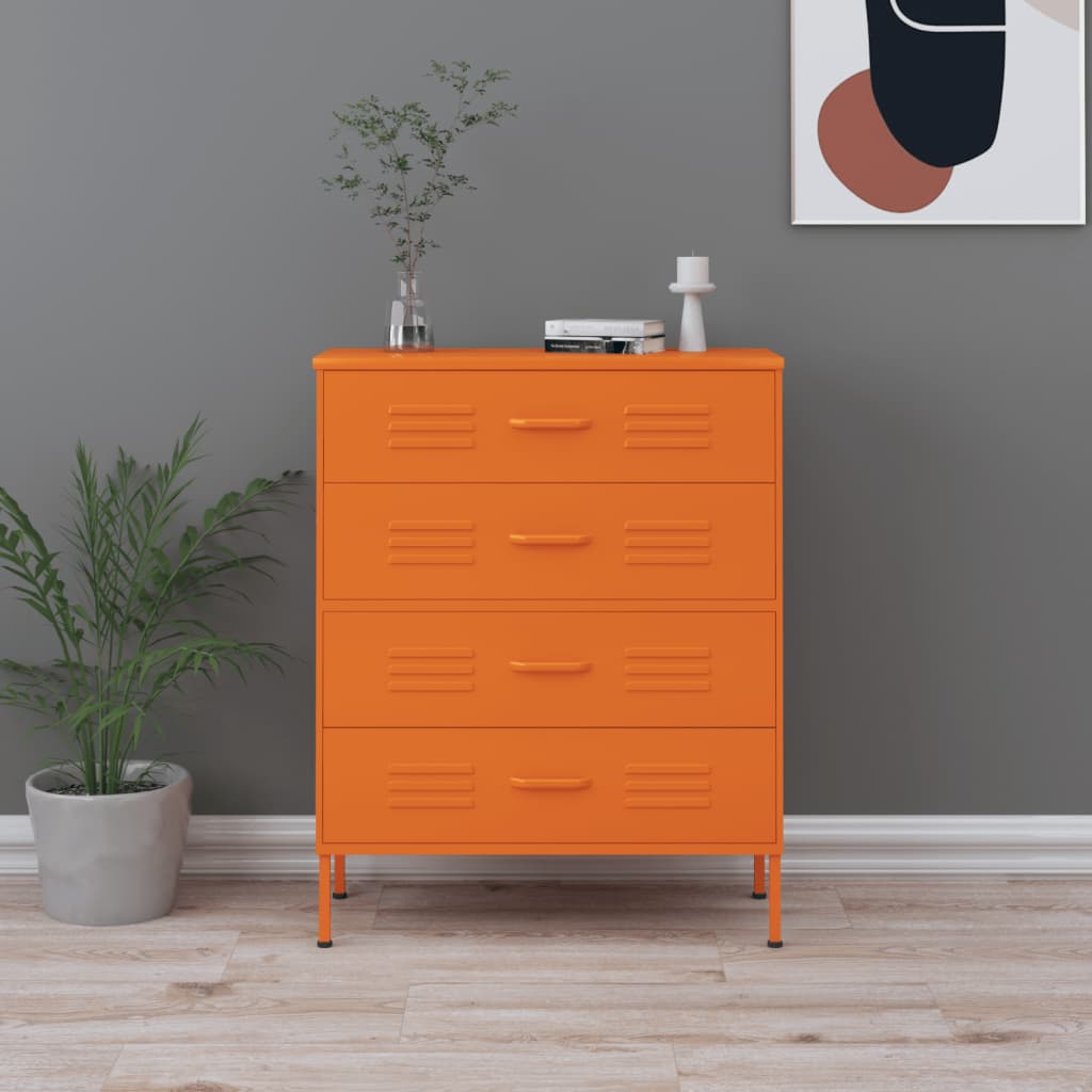 Kommode Oransje 80X35X101,5 Cm Stål