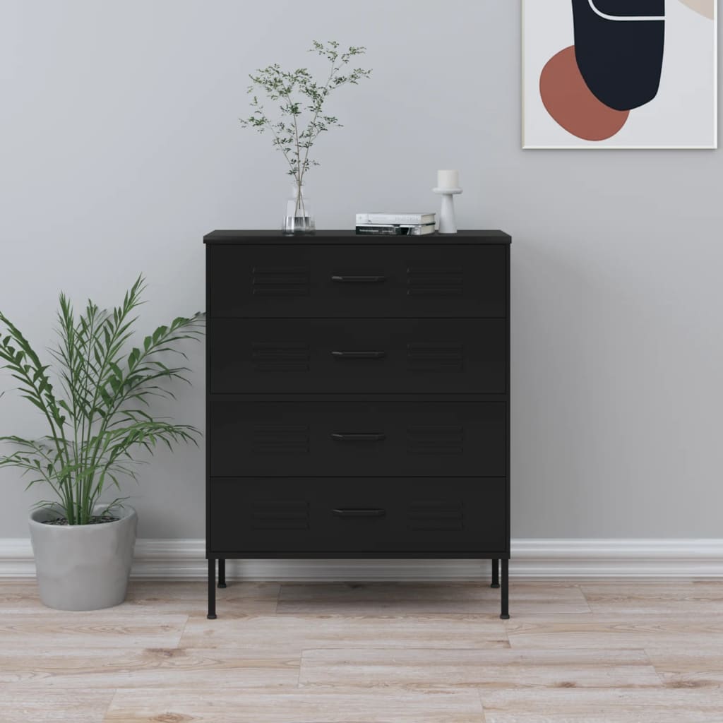 Kommode Svart 80X35X101,5 Cm Stål