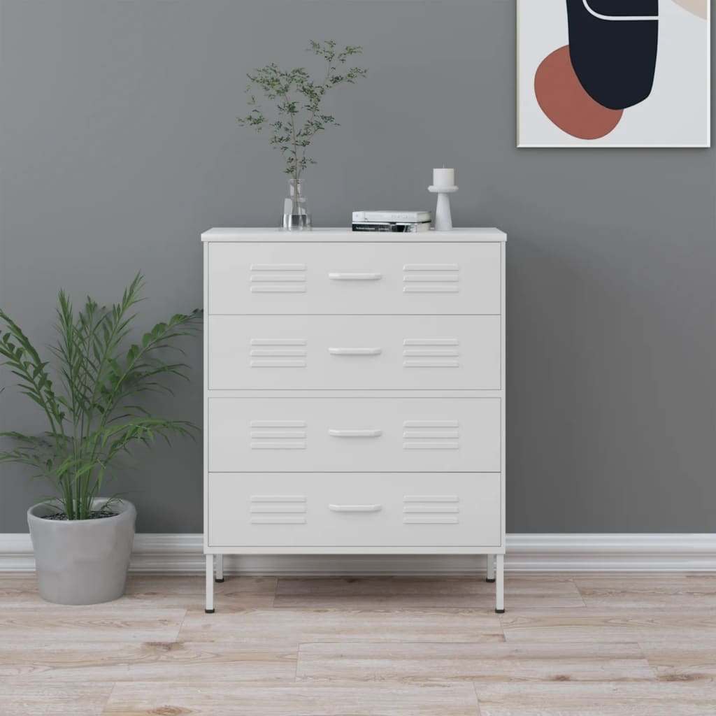 Kommode Hvit 80X35X101,5 Cm Stål