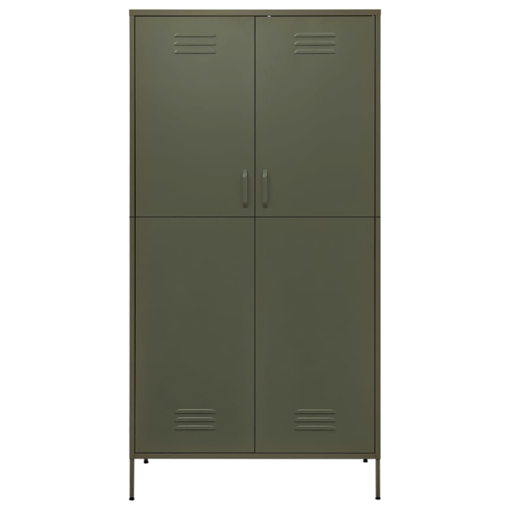 Garderobe Olivengrønn 90X50X180 Cm Stål