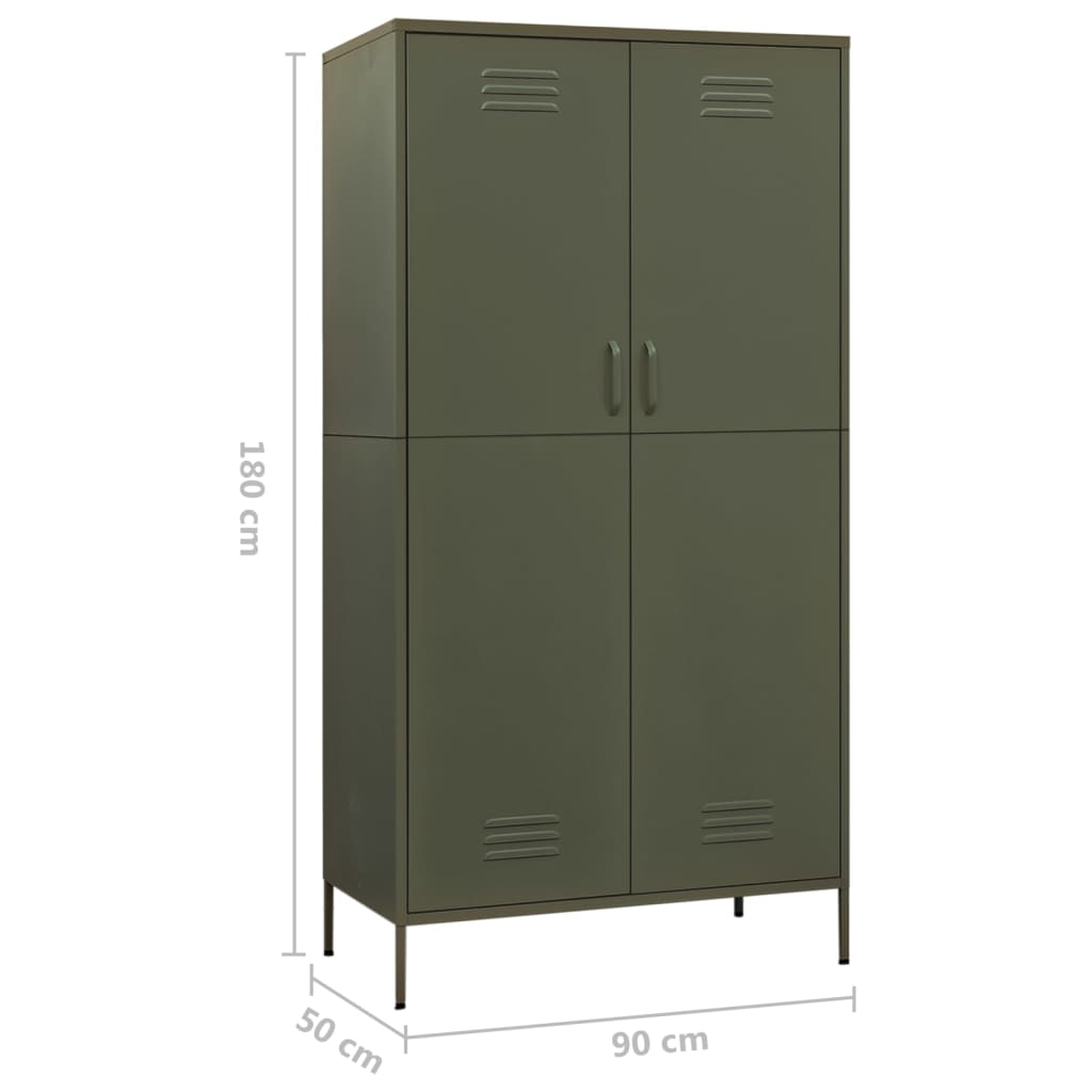 Garderobe Olivengrønn 90X50X180 Cm Stål