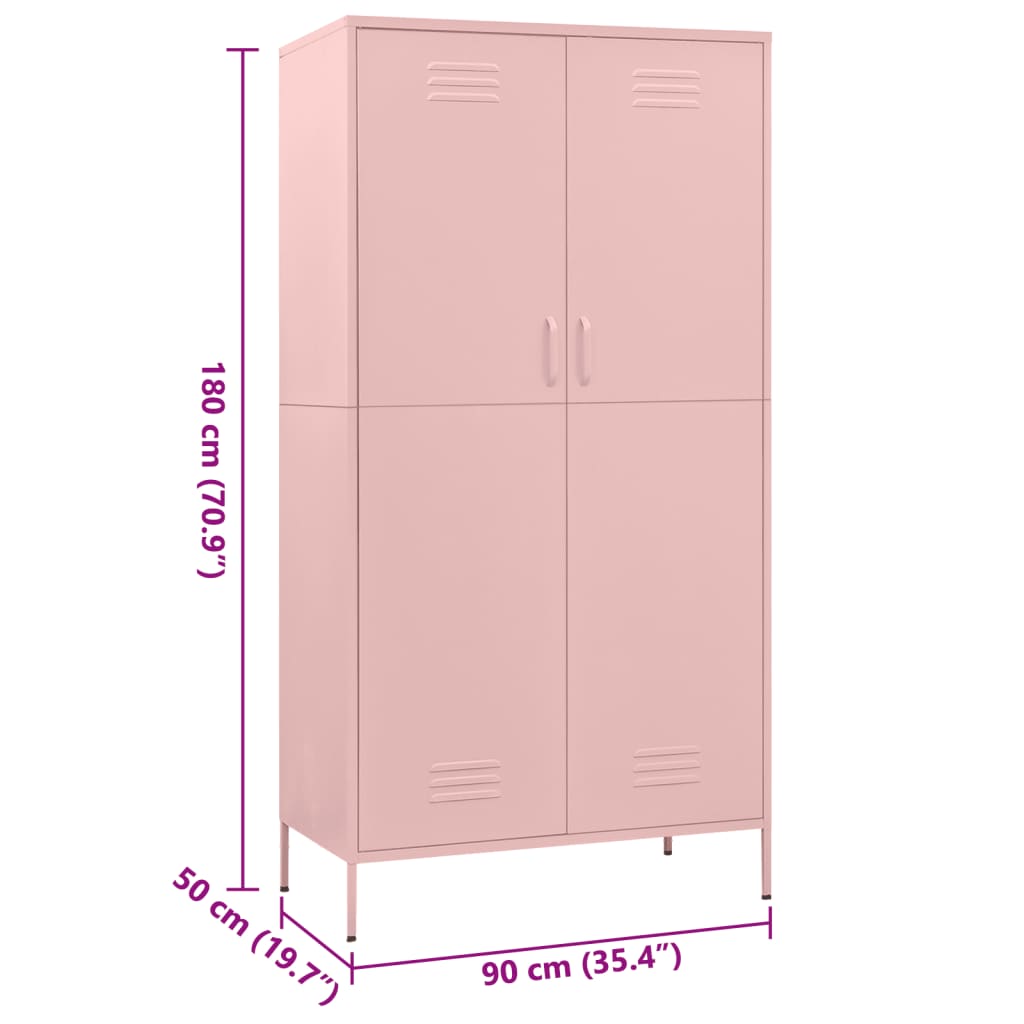 Garderobe Rosa 90X50X180 Cm Stål