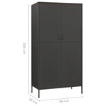 Garderobe Antrasitt 90X50X180 Cm Stål