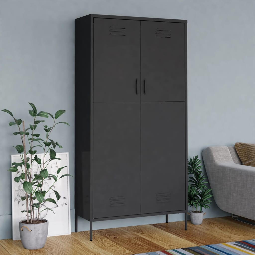 Garderobe Antrasitt 90X50X180 Cm Stål