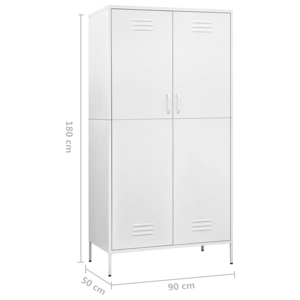 Garderobe Hvit 90X50X180 Cm Stål