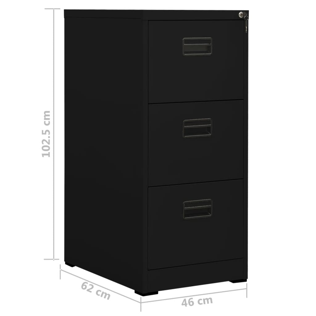 Arkivskap 46X62X102,5 Cm Stål Svart