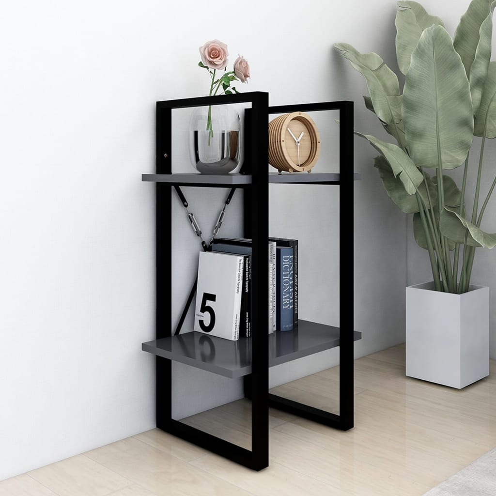 Bokhylle 2 Nivåer Grå 40X30X70 Cm Konstruert Tre