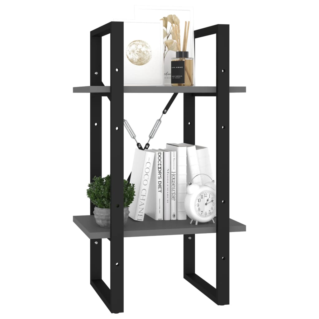 Bokhylle 2 Nivåer Grå 40X30X70 Cm Konstruert Tre