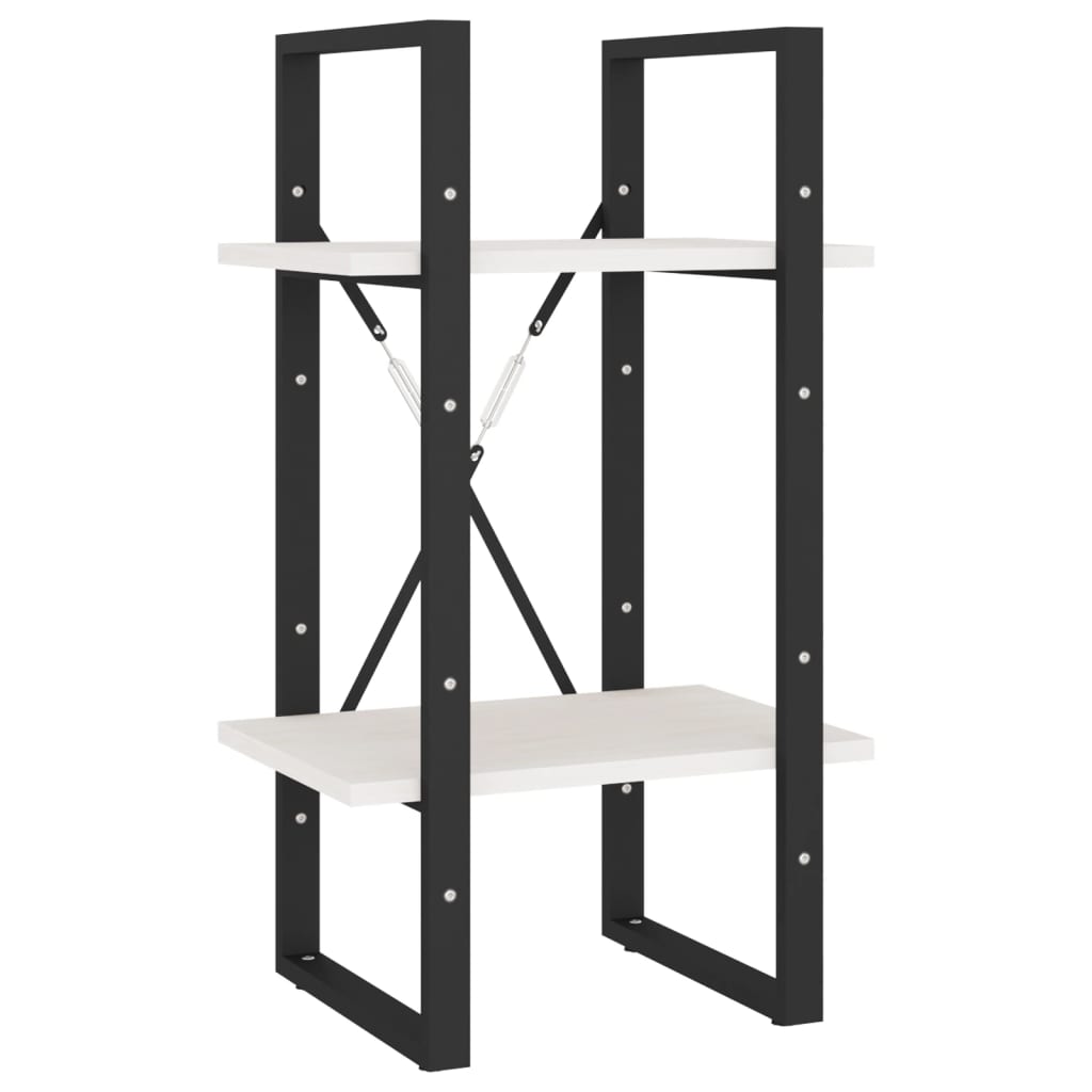 Bokhylle 2 Nivåer Hvit 40X30X70 Cm Heltre Furu