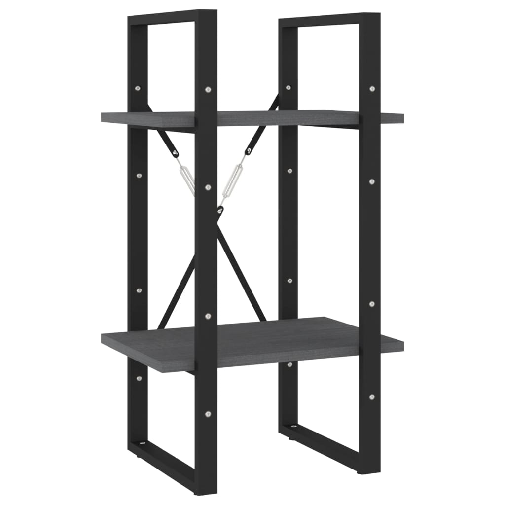 Bokhylle 2 Nivåer Grå 40X30X70 Cm Heltre Furu
