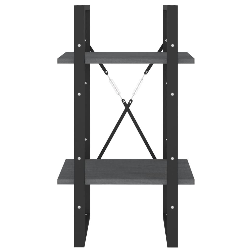 Bokhylle 2 Nivåer Grå 40X30X70 Cm Heltre Furu