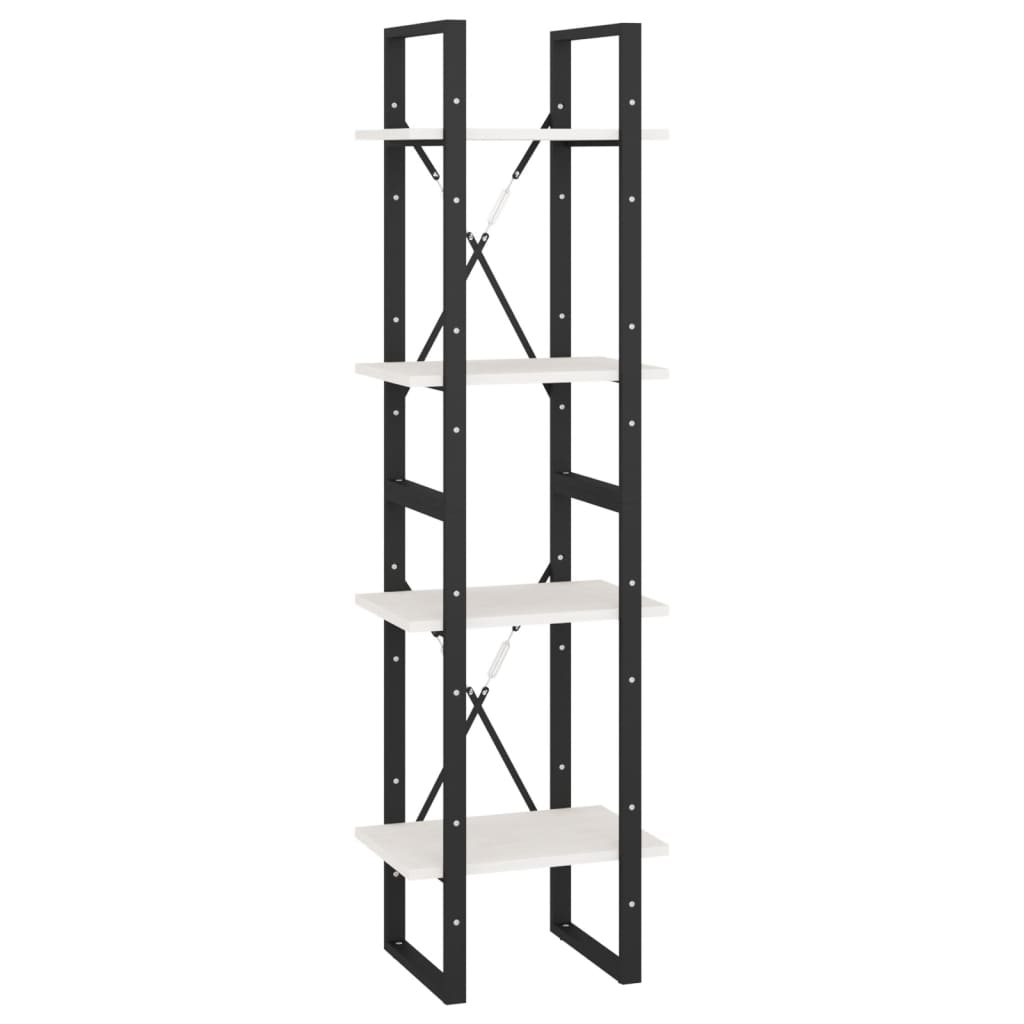 Bokhylle 4 Nivåer Hvit 40X30X140 Cm Heltre Furu
