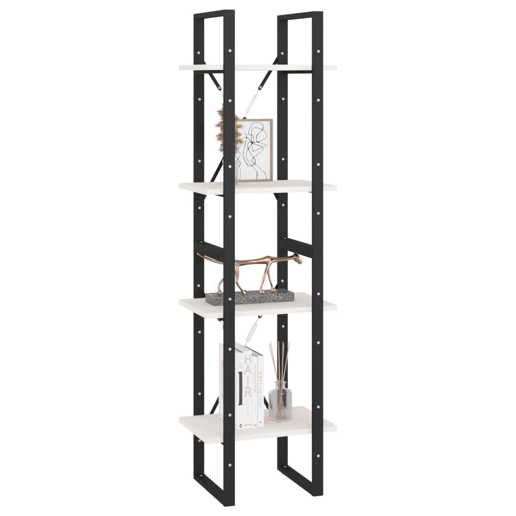 Bokhylle 4 Nivåer Hvit 40X30X140 Cm Heltre Furu