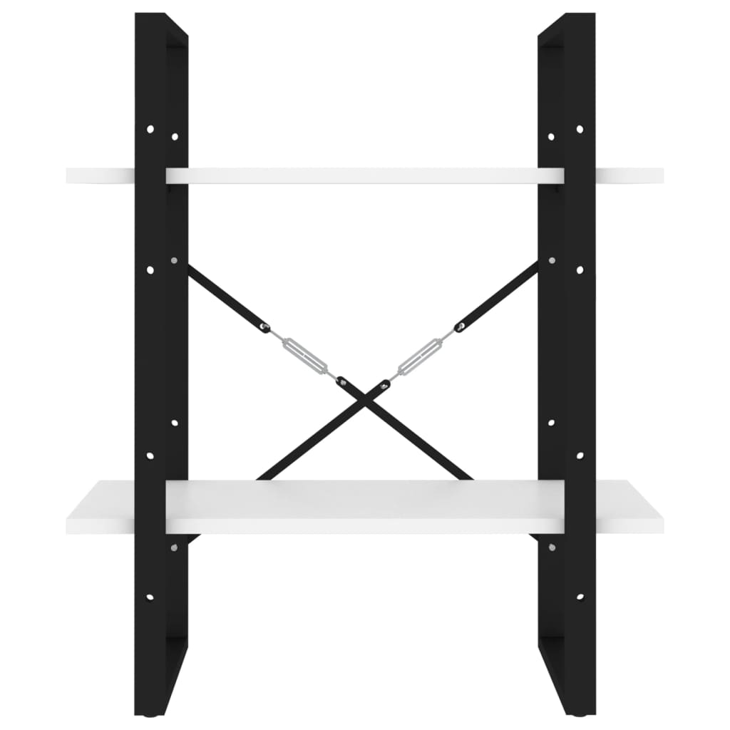 Bokhylle 2 Nivåer Hvit 60X30X70 Cm Konstruert Tre