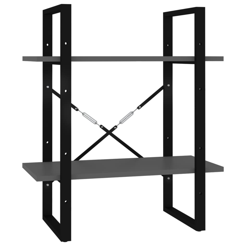 Bokhylle 2 Nivåer Grå 60X30X70 Cm Konstruert Tre