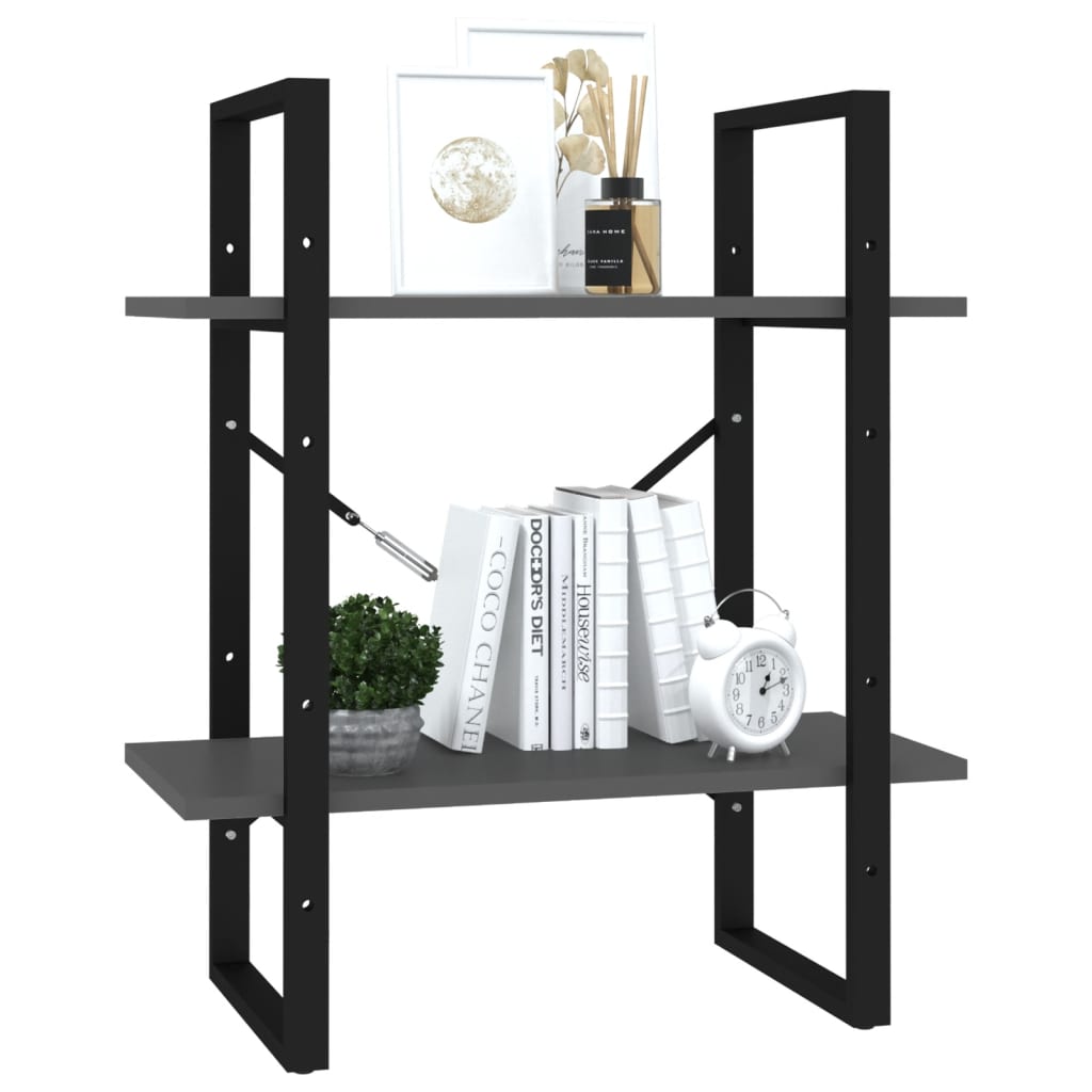 Bokhylle 2 Nivåer Grå 60X30X70 Cm Konstruert Tre