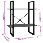 Bokhylle 2 Nivåer Grå 60X30X70 Cm Konstruert Tre