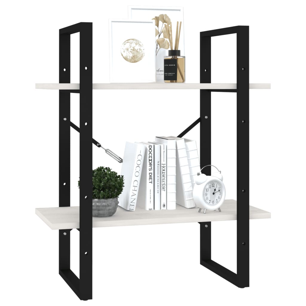 Bokhylle 2 Nivåer Hvit 60X30X70 Cm Heltre Furu