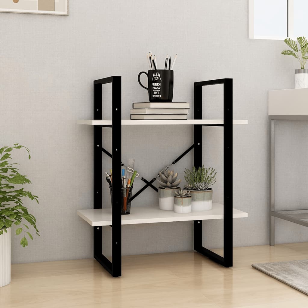 Bokhylle 2 Nivåer Hvit 60X30X70 Cm Heltre Furu