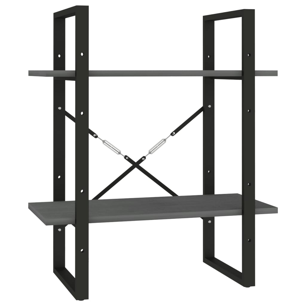 Bokhylle 2 Nivåer Grå 60X30X70 Cm Heltre Furu