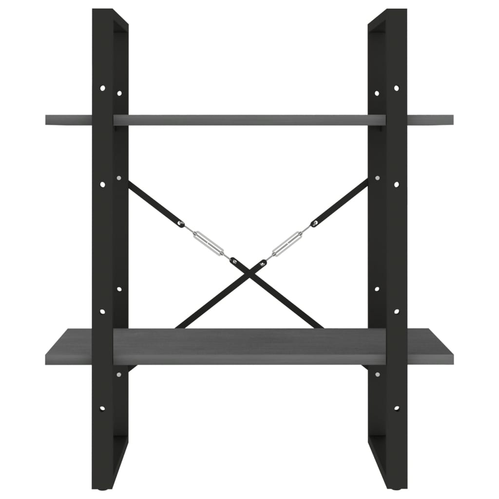Bokhylle 2 Nivåer Grå 60X30X70 Cm Heltre Furu