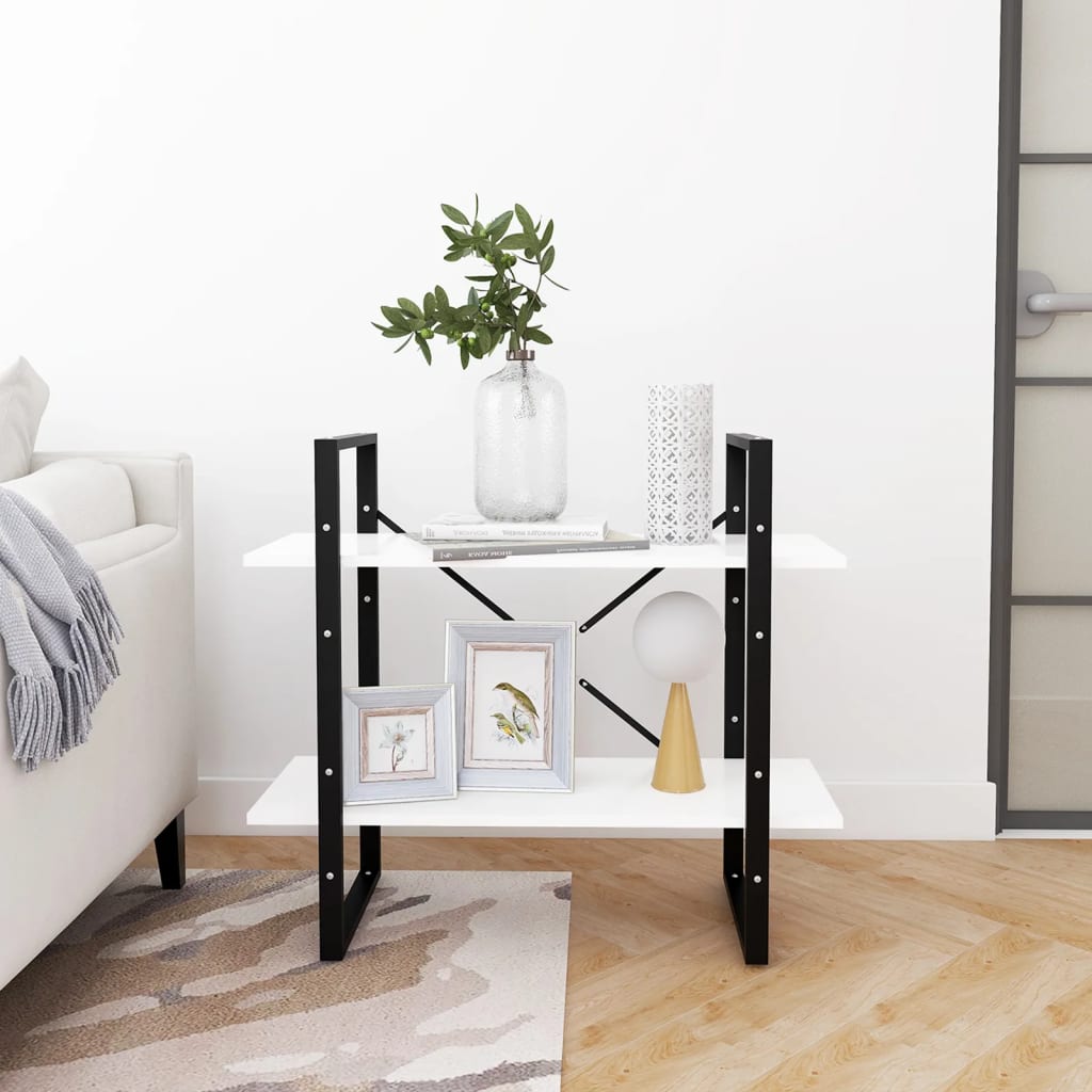 Bokhylle 2 Nivåer Hvit 80X30X70 Cm Konstruert Tre