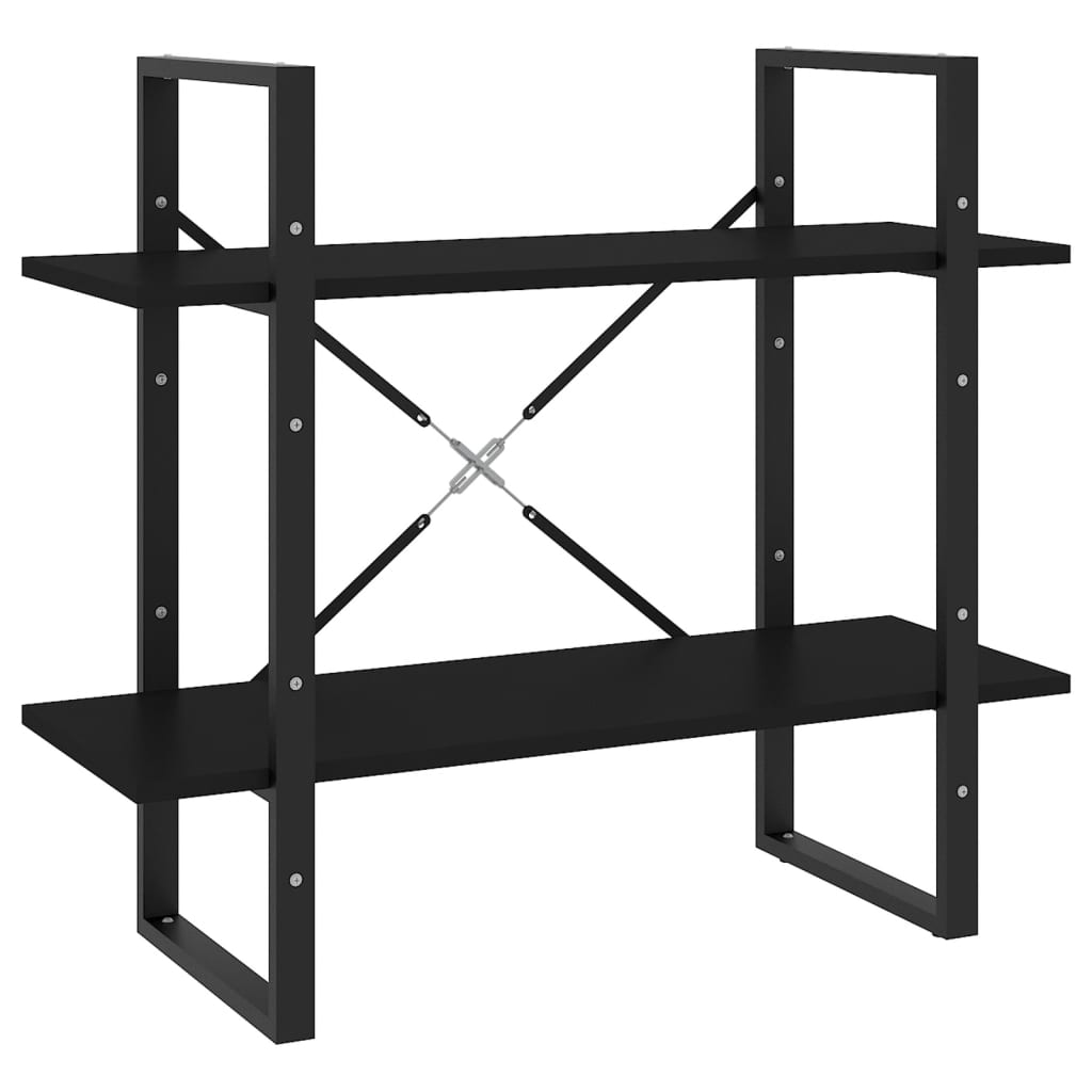 Bokhylle 2 Nivåer Svart 80X30X70 Cm Konstruert Tre