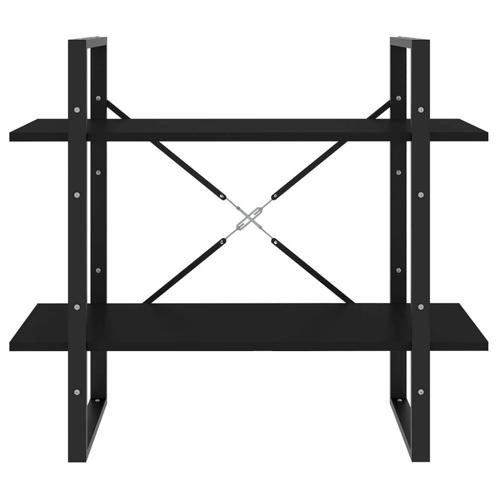 Bokhylle 2 Nivåer Svart 80X30X70 Cm Konstruert Tre