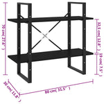 Bokhylle 2 Nivåer Svart 80X30X70 Cm Konstruert Tre