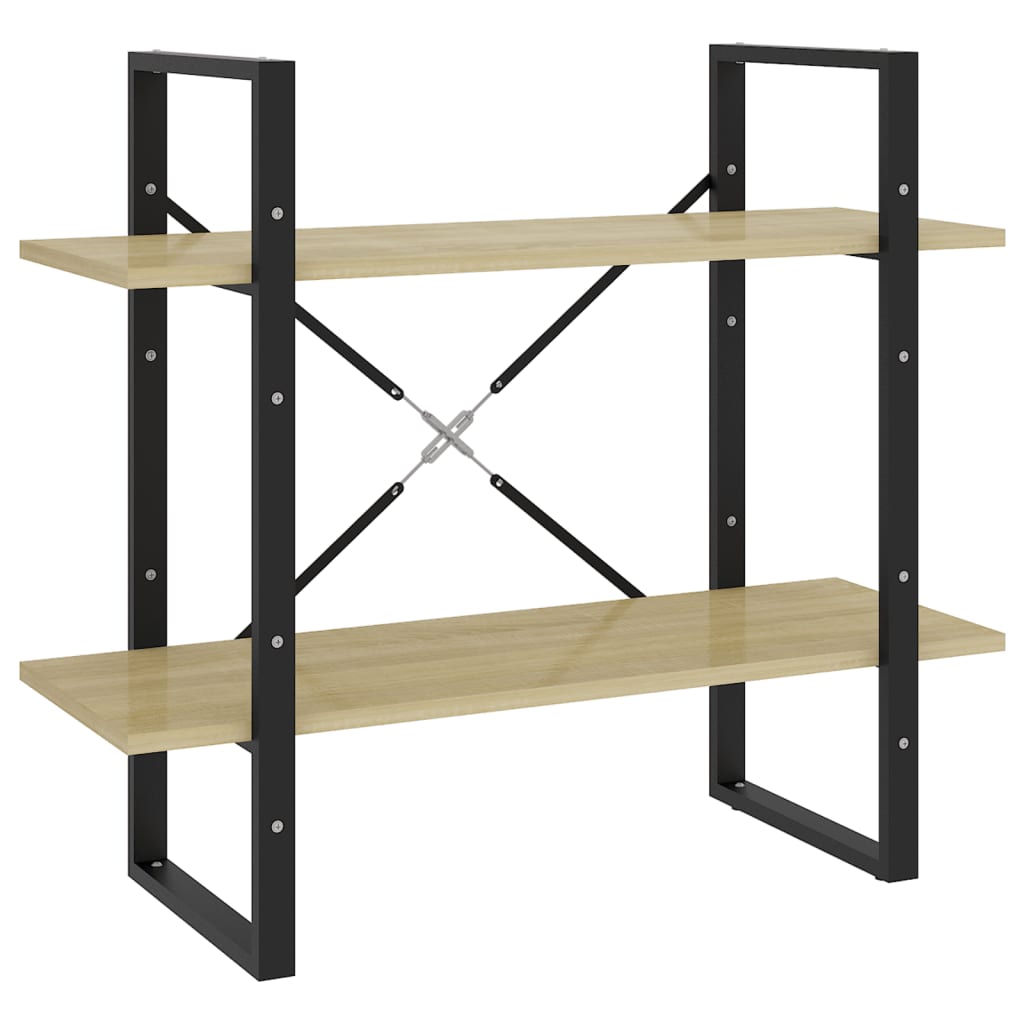 Bokhylle 2 Nivåer Sonoma Eik 80X30X70 Cm Konstruert Tre