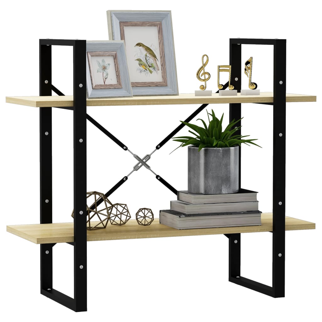 Bokhylle 2 Nivåer Sonoma Eik 80X30X70 Cm Konstruert Tre
