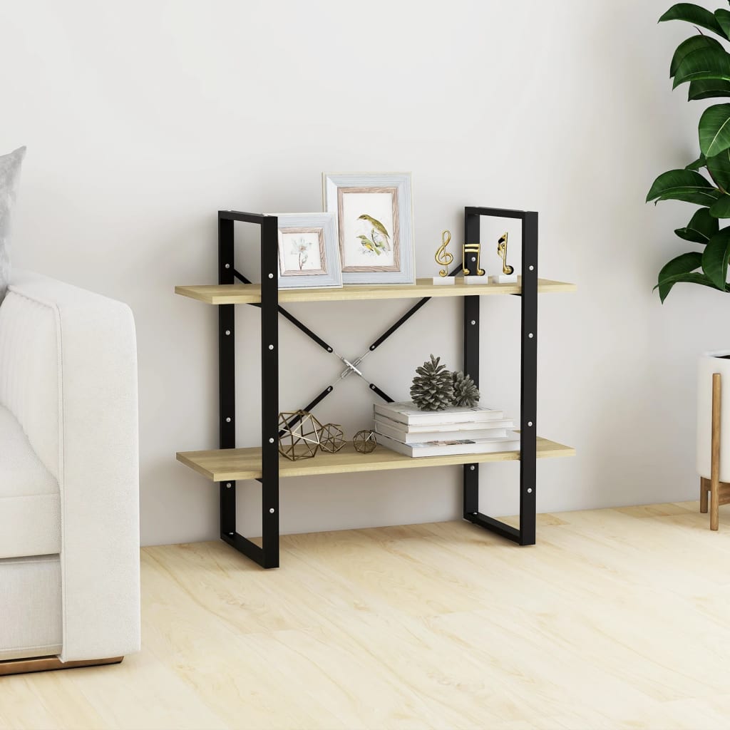 Bokhylle 2 Nivåer Sonoma Eik 80X30X70 Cm Konstruert Tre