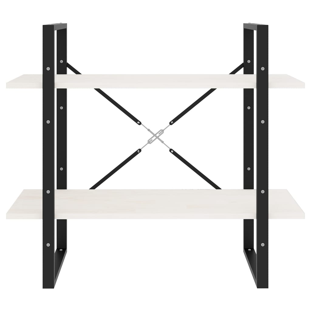Bokhylle 2 Nivåer Hvit 80X30X70 Cm Heltre Furu