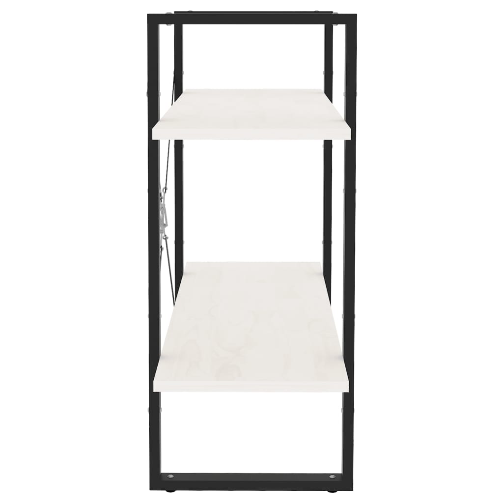 Bokhylle 2 Nivåer Hvit 80X30X70 Cm Heltre Furu