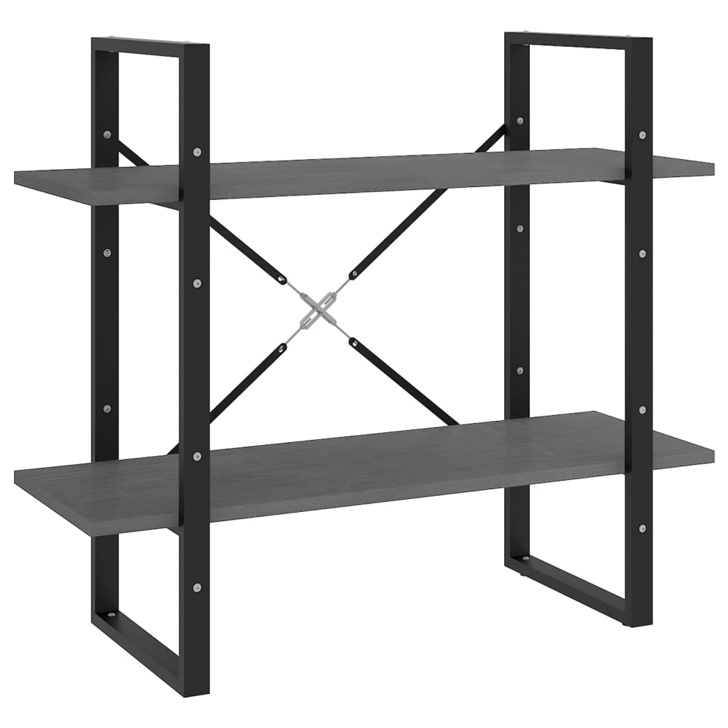 Bokhylle 2 Nivåer Grå 80X30X70 Cm Heltre Furu