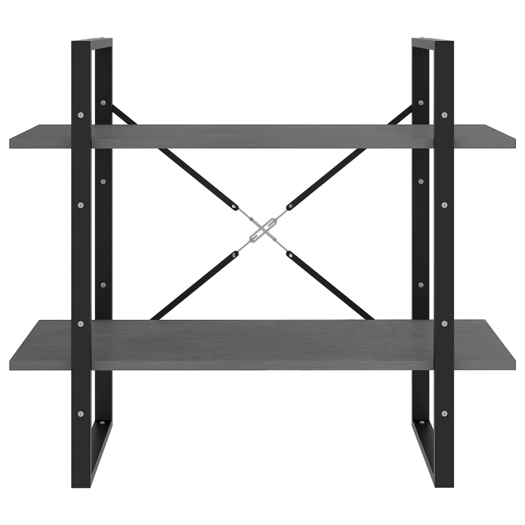 Bokhylle 2 Nivåer Grå 80X30X70 Cm Heltre Furu
