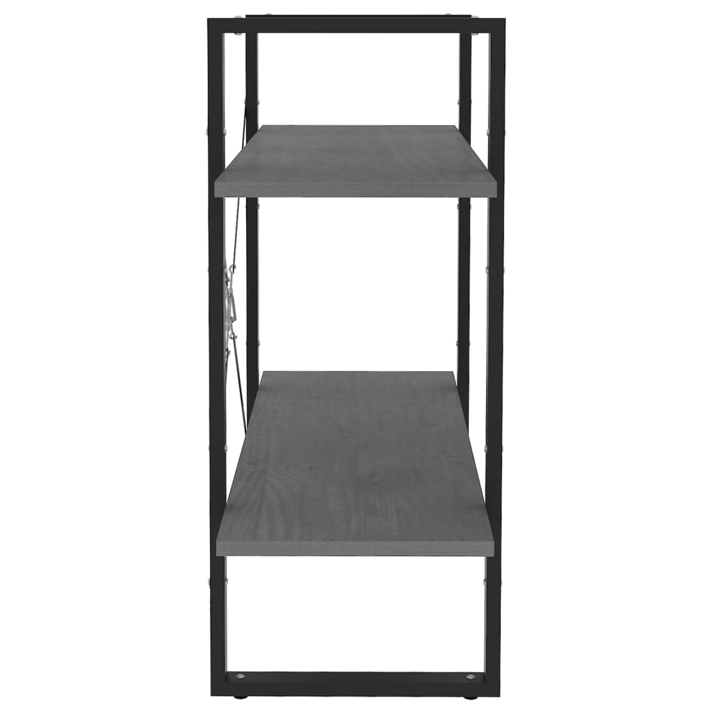 Bokhylle 2 Nivåer Grå 80X30X70 Cm Heltre Furu