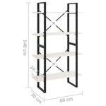 Bokhylle 4 Nivåer Hvit 80X30X140 Cm Heltre Furu