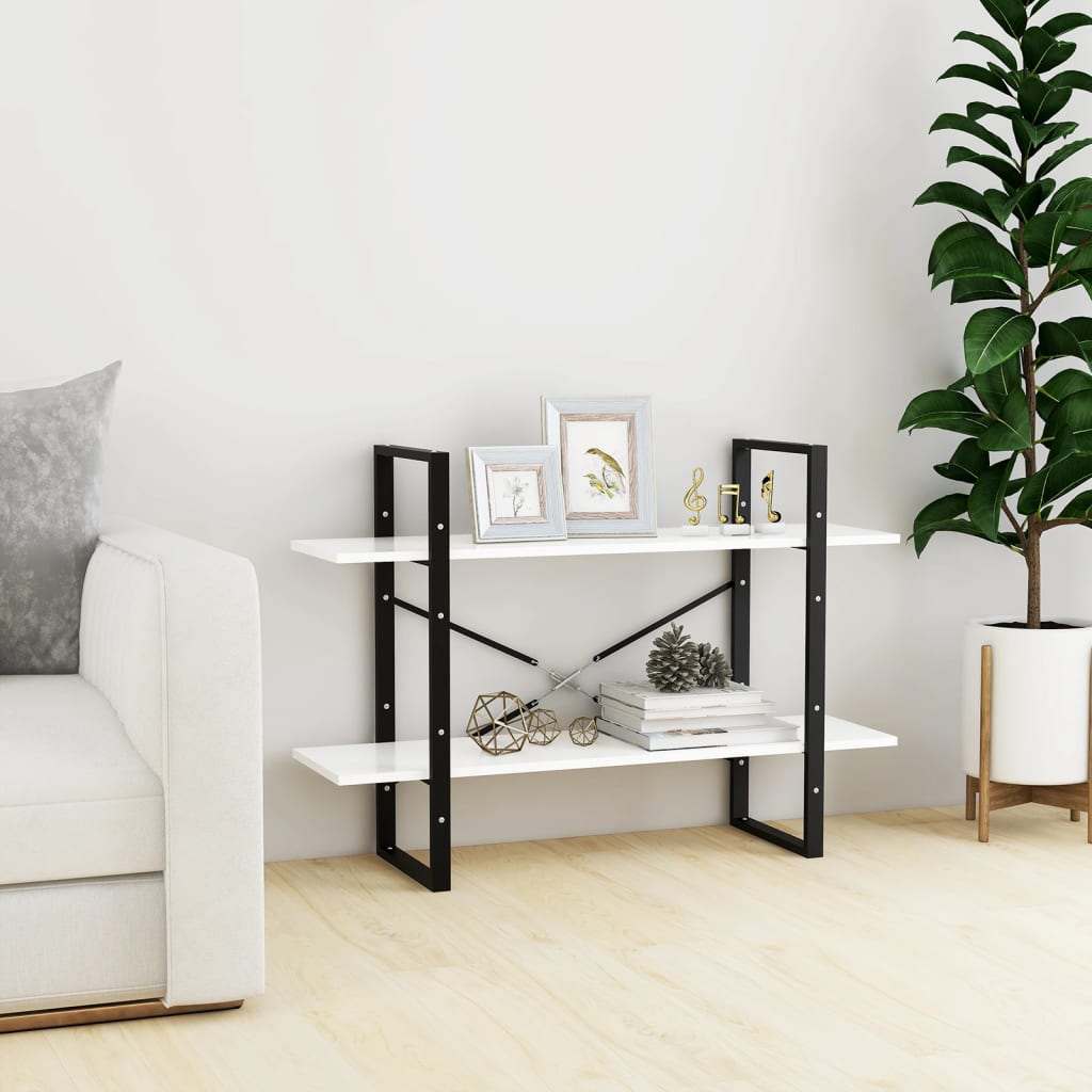 Bokhylle 2 Nivåer Hvit 100X30X70 Cm Konstruert Tre