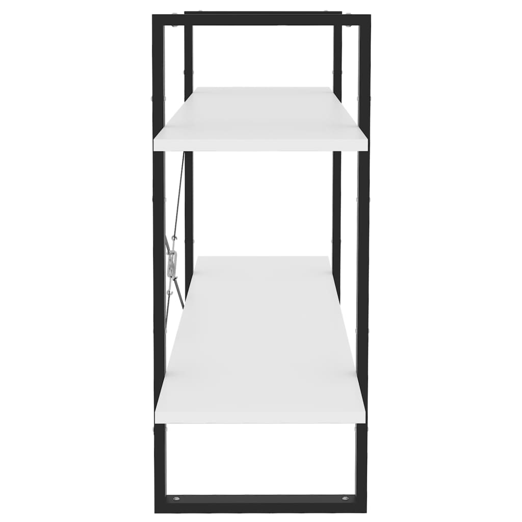 Bokhylle 2 Nivåer Hvit 100X30X70 Cm Konstruert Tre