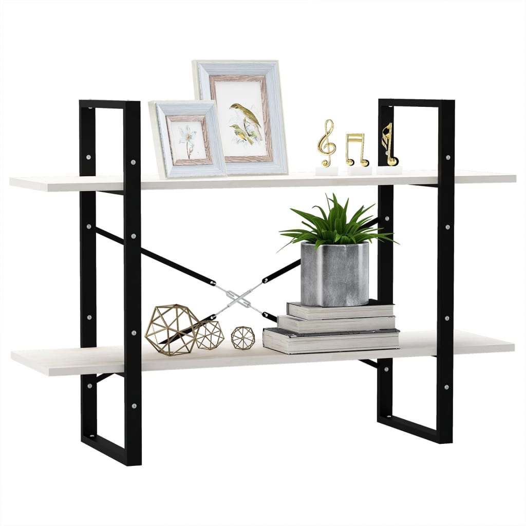 Bokhylle 2 Nivåer Hvit 100X30X70 Cm Heltre Furu