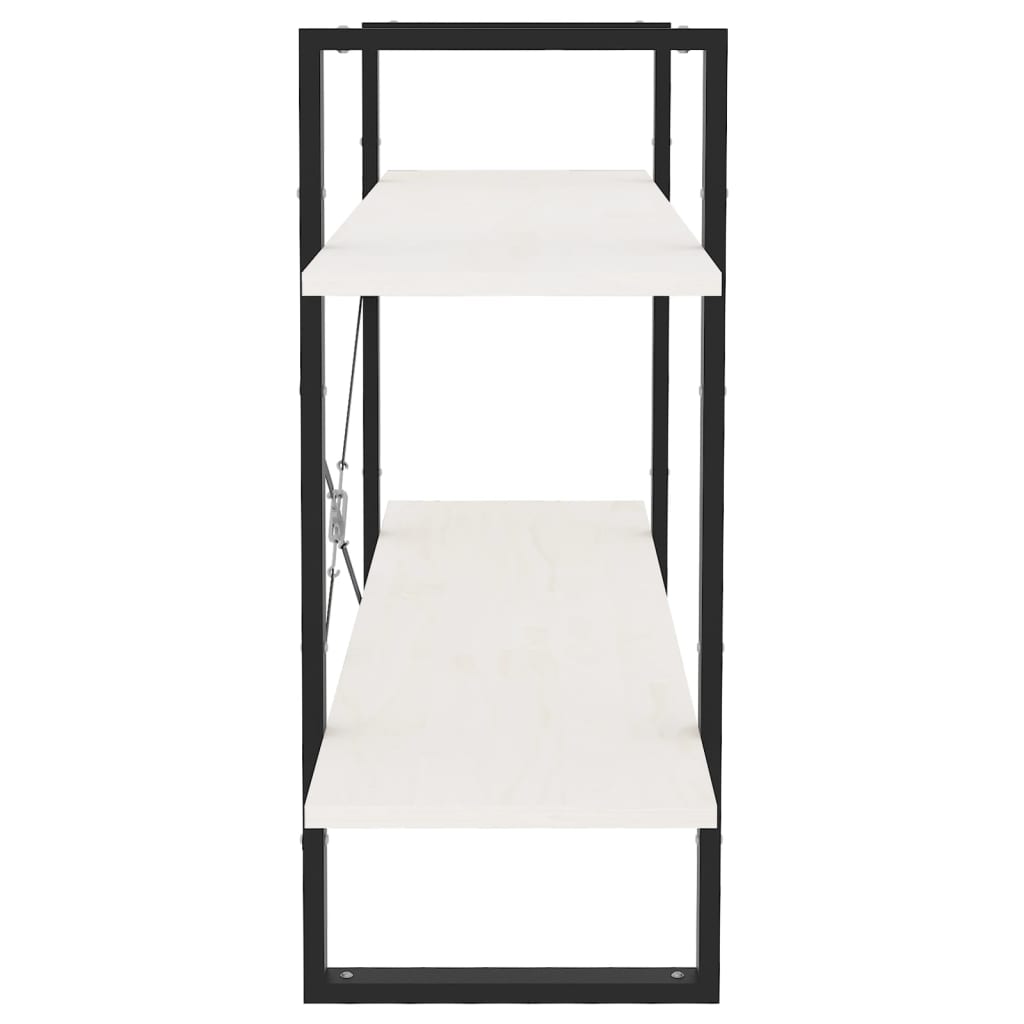 Bokhylle 2 Nivåer Hvit 100X30X70 Cm Heltre Furu