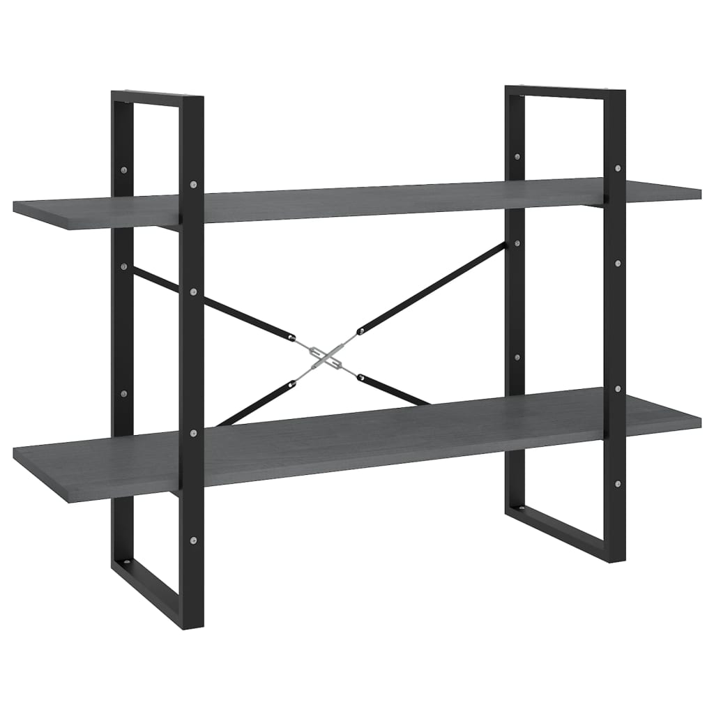 Bokhylle 2 Nivåer Grå 100X30X70 Cm Heltre Furu