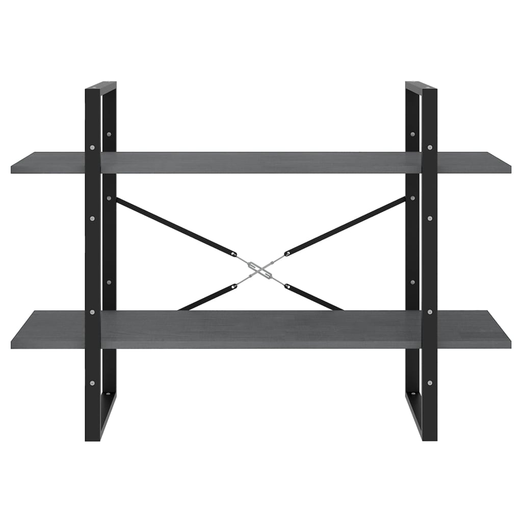 Bokhylle 2 Nivåer Grå 100X30X70 Cm Heltre Furu