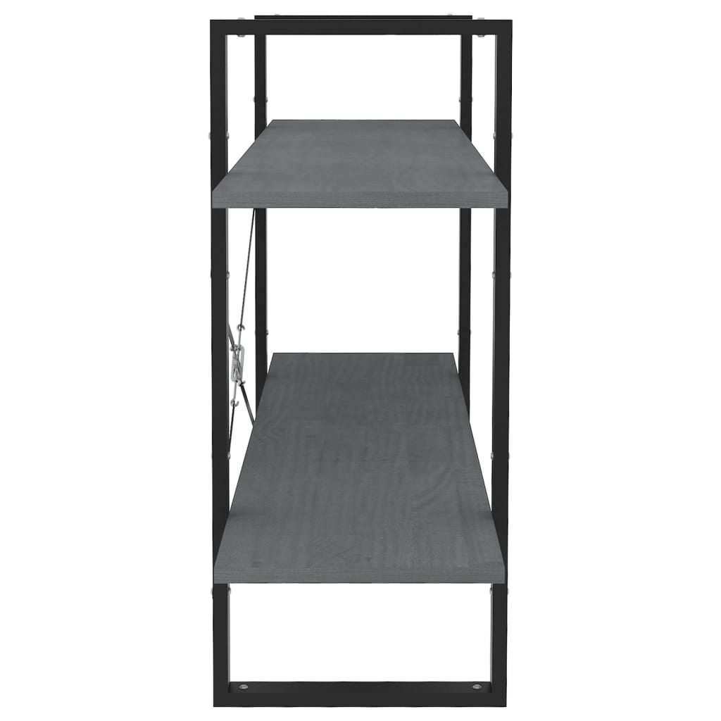 Bokhylle 2 Nivåer Grå 100X30X70 Cm Heltre Furu