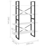 Bokhylle 4 Nivåer Hvit 100X30X140 Cm Konstruert Tre