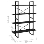 Bokhylle 4 Nivåer Svart 100X30X140 Cm Konstruert Tre