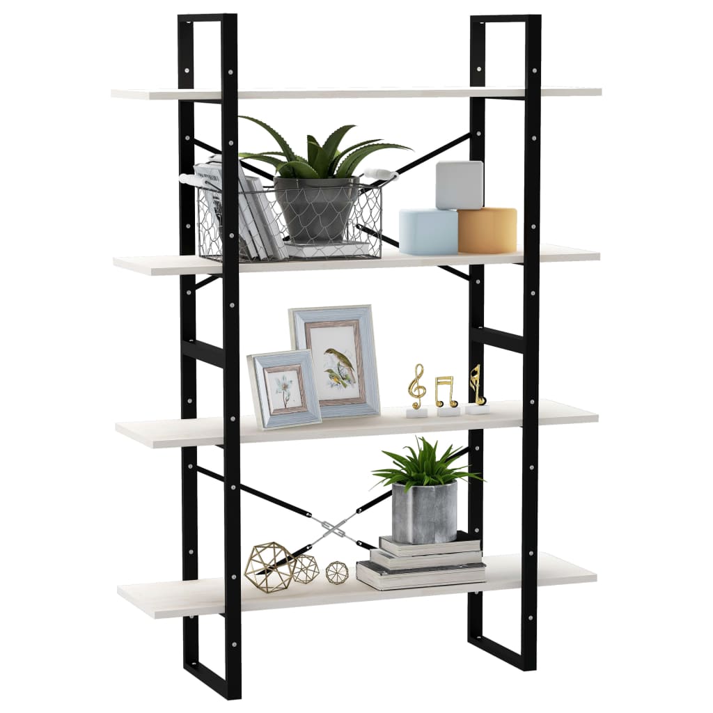 Bokhylle 4 Nivåer Hvit 100X30X140 Cm Heltre Furu