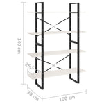 Bokhylle 4 Nivåer Hvit 100X30X140 Cm Heltre Furu