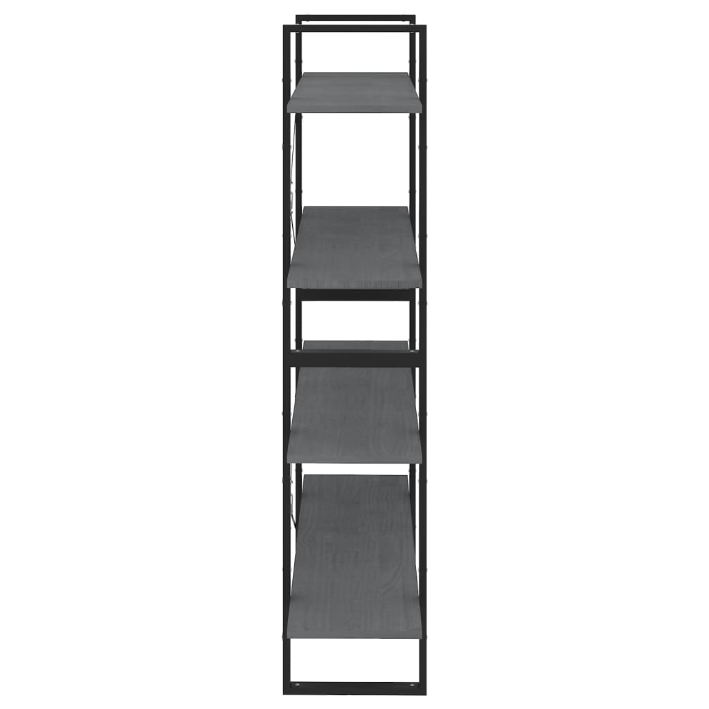 Bokhylle 4 Nivåer Grå 100X30X140 Cm Heltre Furu